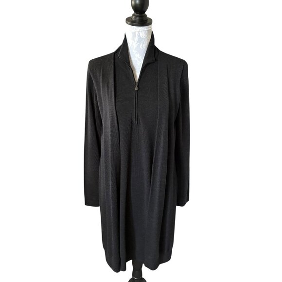 Akris Punto Wool Dress Cape Womens Designer Black Long Sleeve Size 8 - Picture 1 of 9